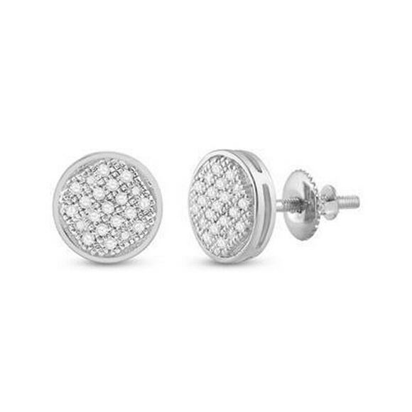 Diamond Round Earrings Stud 10k White Gold Screw back - Picture 1 of 1